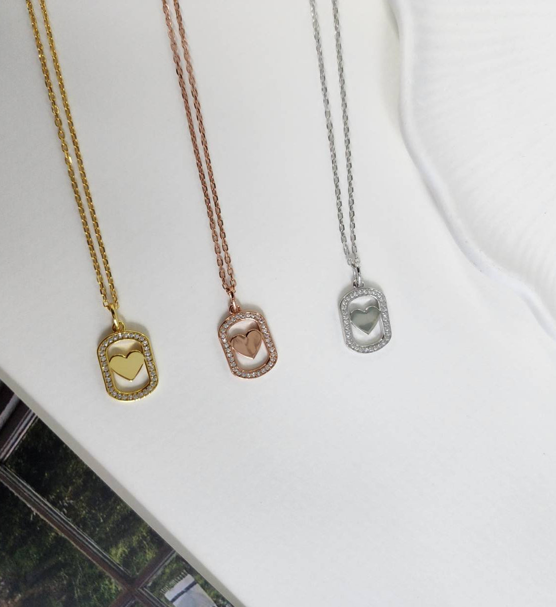 Floating Heart Pendant Necklace in 925 Sterling Silver