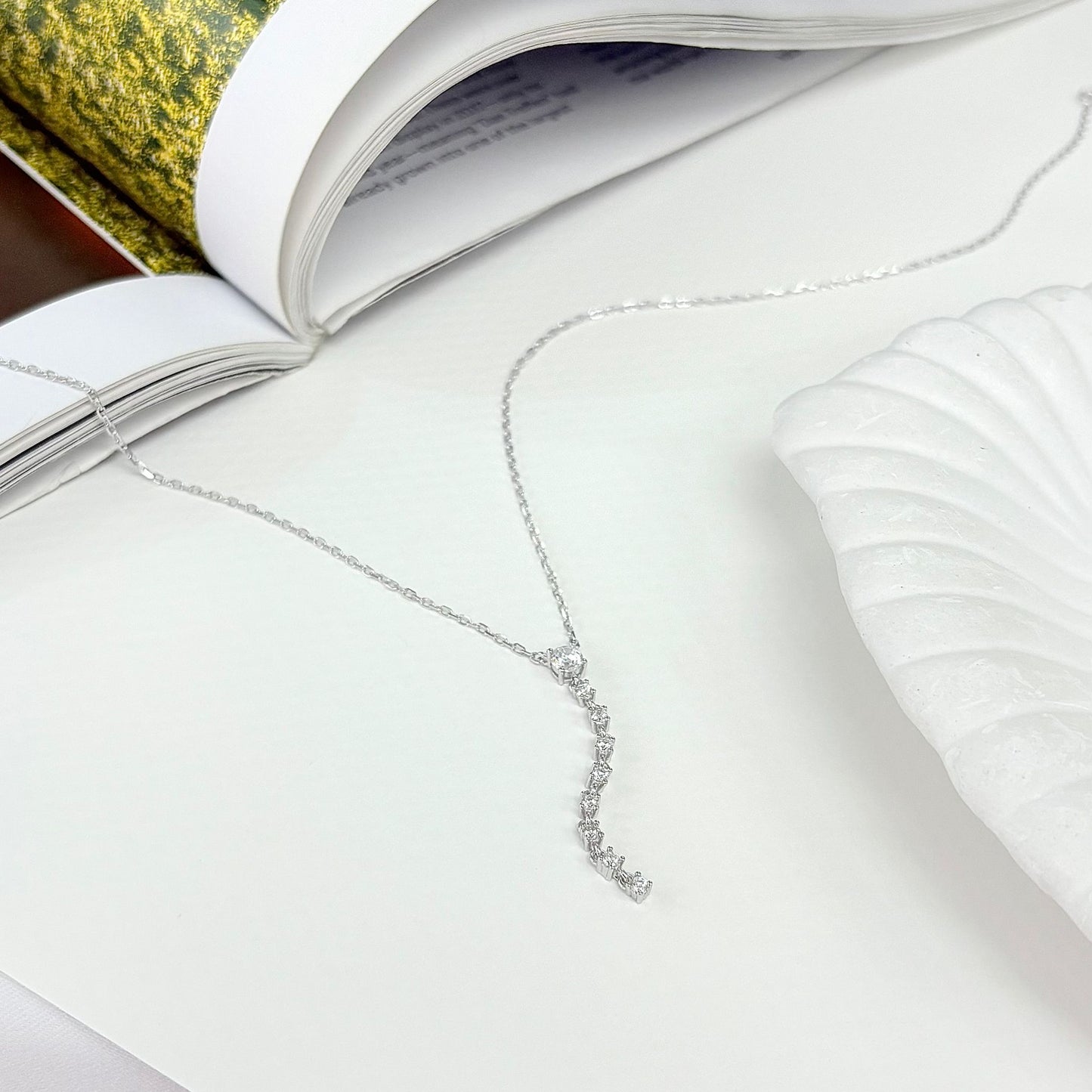 CZ Sterling Silver Elegant Multidrop Freemoving Necklace