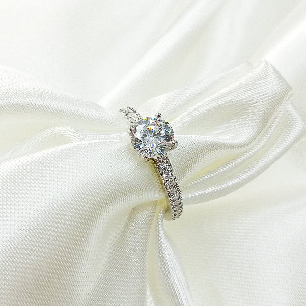 2.5ct CZ 4 Claw Setting Half Eternity Silver Ring
