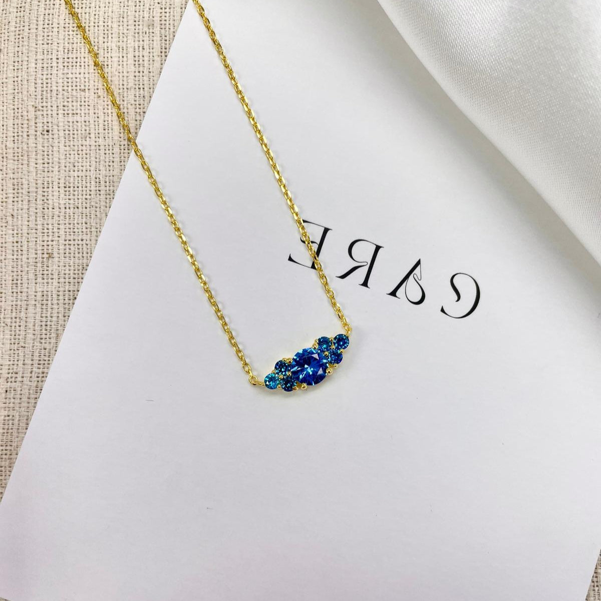 Elegant Silver GP Sapphire CZ Necklace