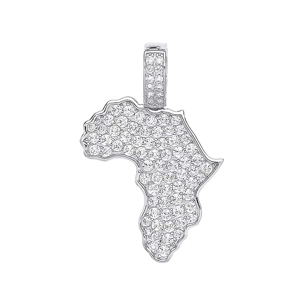 925 Silver CZ Map of Africa Pendant