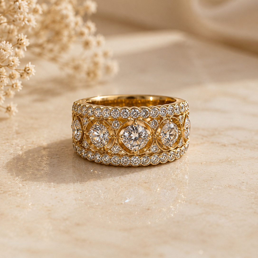 18ct Yellow and White Gold Vintage Diamond Cluster Ring