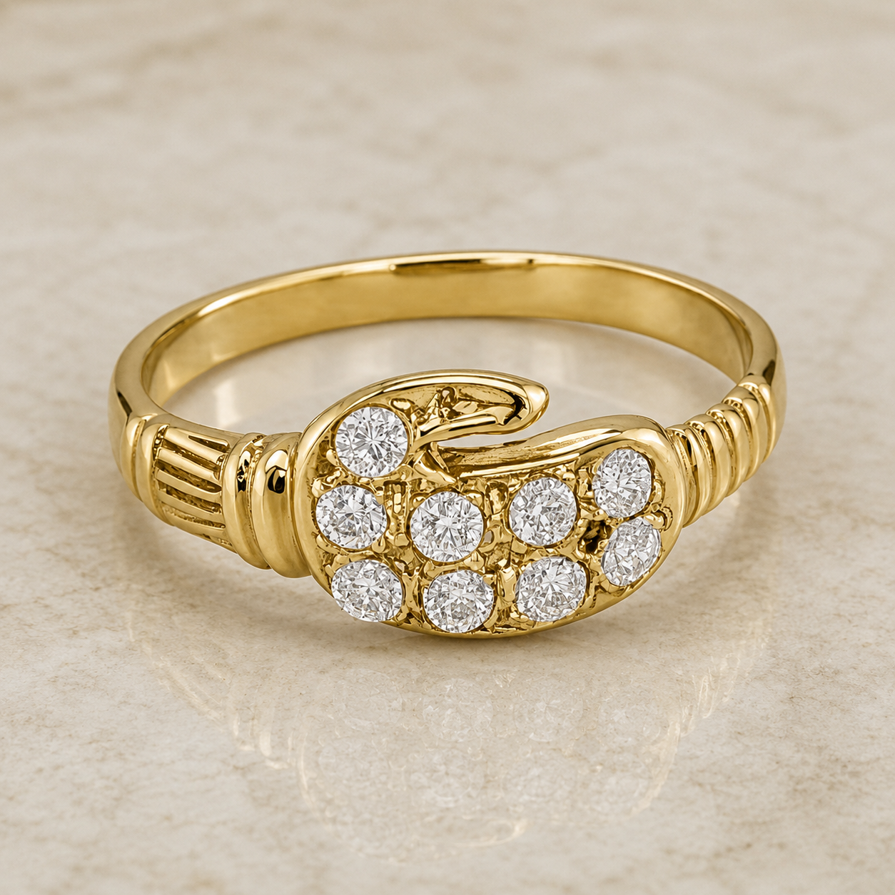 9ct Yellow Gold Cubic Zirconia Boxing Glove Baby / Child Ring
