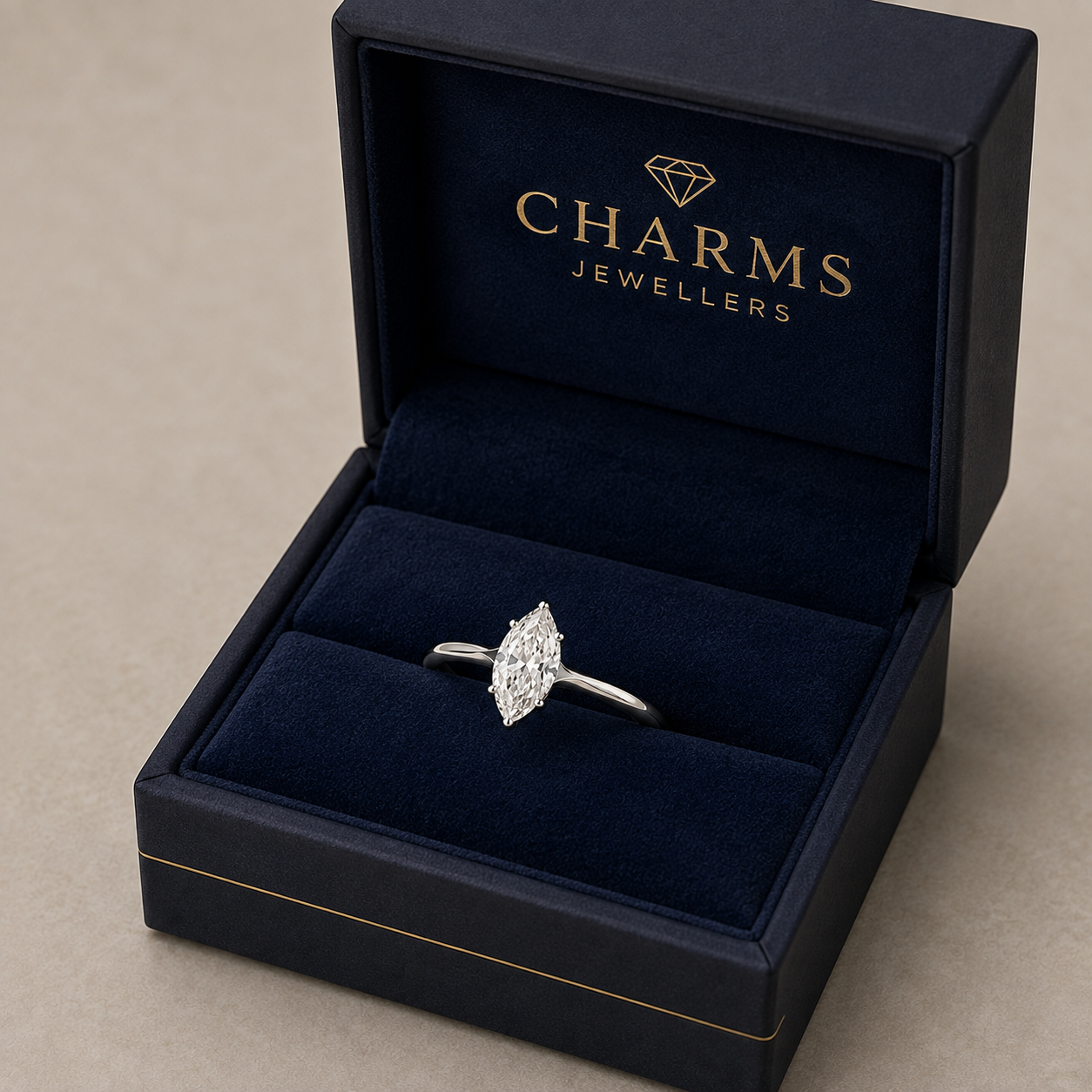 18ct White Gold 1.00ctw Marquise Cut LAB GROWN Diamond Ring IGI Certified