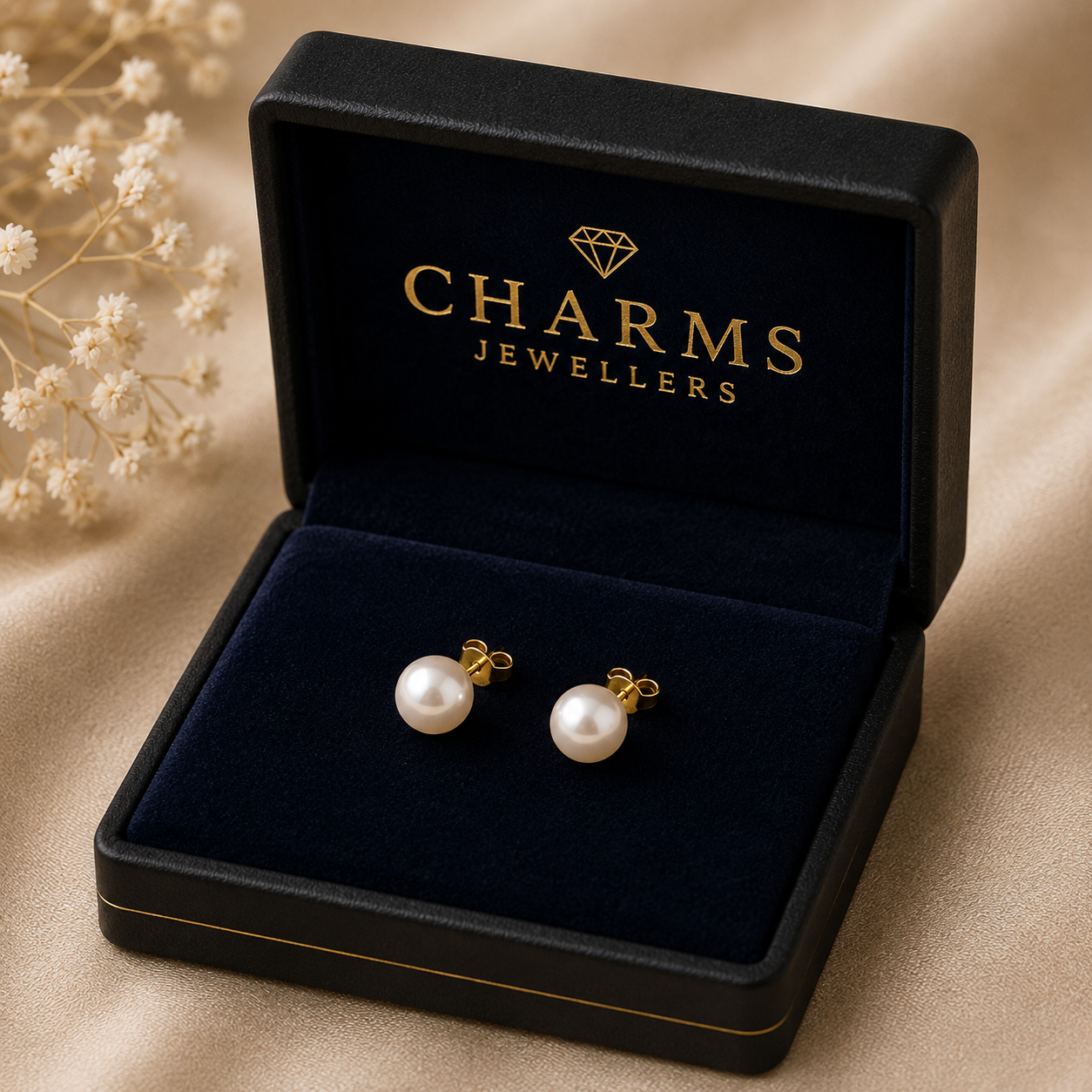 9ct Yellow Gold 6mm Cultured Pearl Stud Earrings