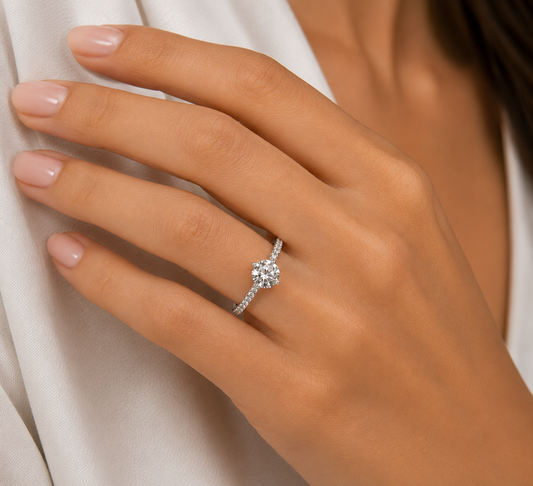 2.5ct Cubic Zirconia 4-Claw Half-Eternity Silver Ring