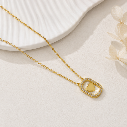 Floating Heart Pendant Necklace in 925 Sterling Silver