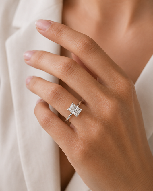18ct White Gold 3.00ctw Radiant-Cut Lab-Grown Diamond Ring – IGI Certified