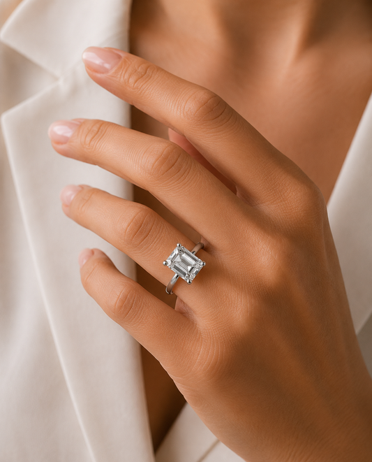 18ct White Gold 5.00ctw Emerald Cut LAB GROWN Diamond Ring IGI Certified