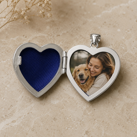 Fancy Silver Heart Locket with Amethyst Pendant