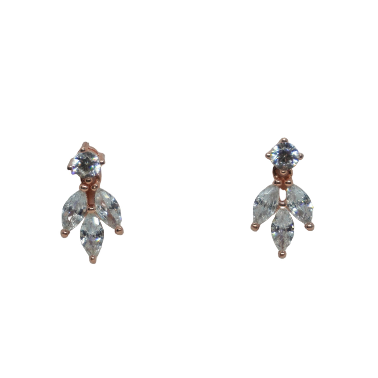 Rose Gold Plated Sterling Silver Flower Drop Earrings