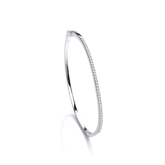 Silver CZ Modern Style Bangle