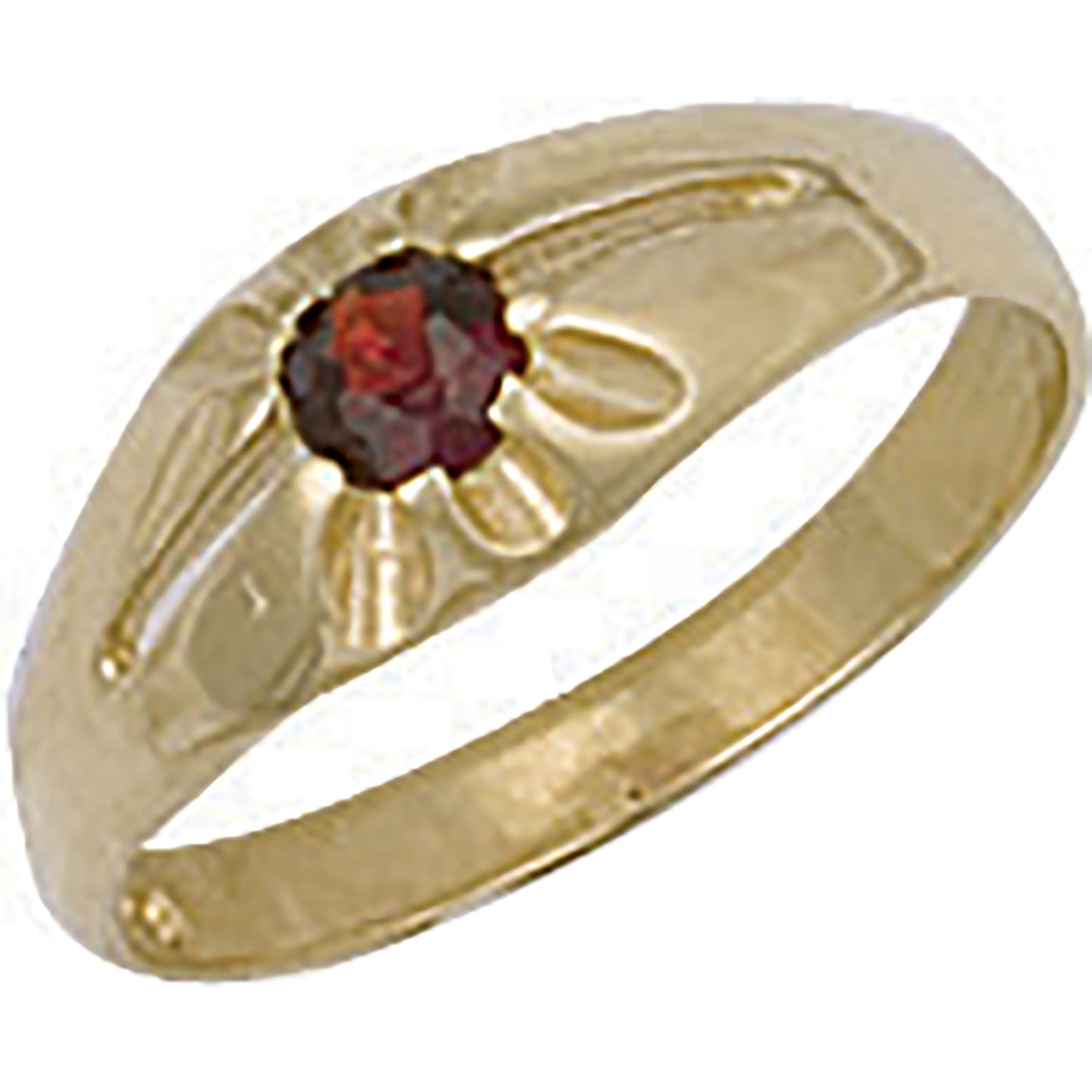 9ct Yellow Gold Garnet Gypsy Baby / Child Ring