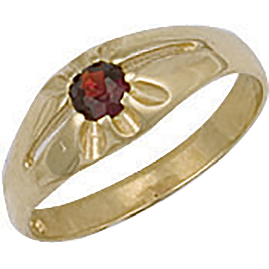 9ct Yellow Gold Garnet Gypsy Baby / Child Ring