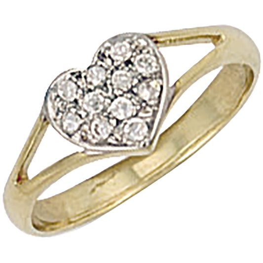 9ct Yellow Gold Cubic Zirconia Heart Baby / Child Ring