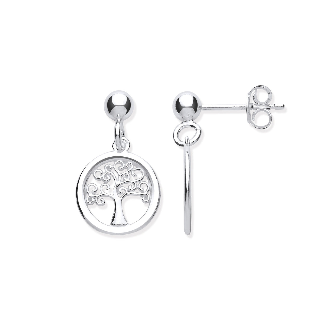 Sterling Silver Tree of Life Drop Earrings