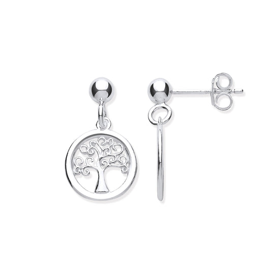 Sterling Silver Tree of Life Drop Earrings