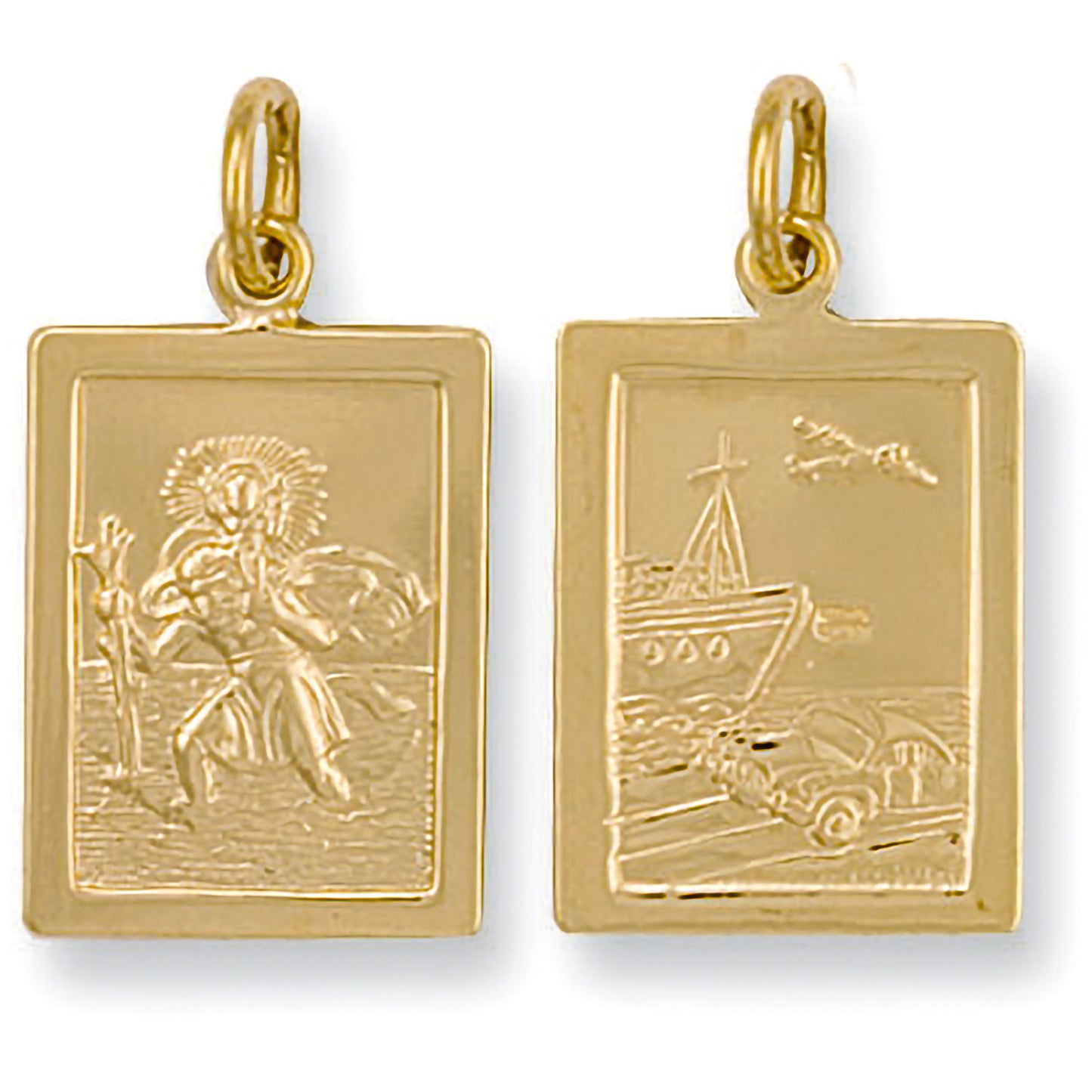9ct Yellow Gold Rectangular Shaped St Christopher Pendant