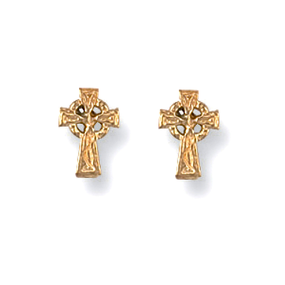 9ct Yellow Gold Traditional Celtic Cross Stud Earrings