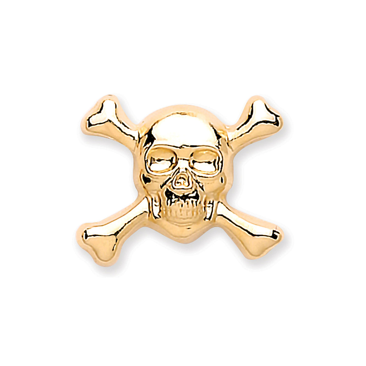 9ct Yellow Gold Men's Skull & Crossbones Single Stud Earring