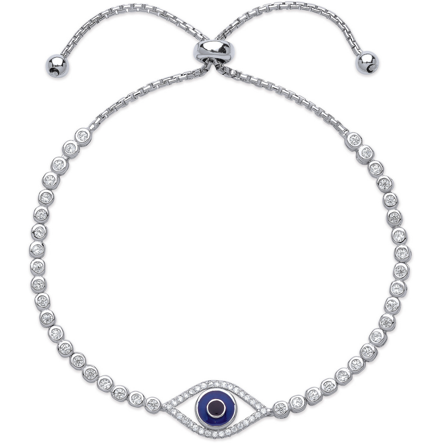 925 Silver Evil Eye Cz Friendship Bracelet