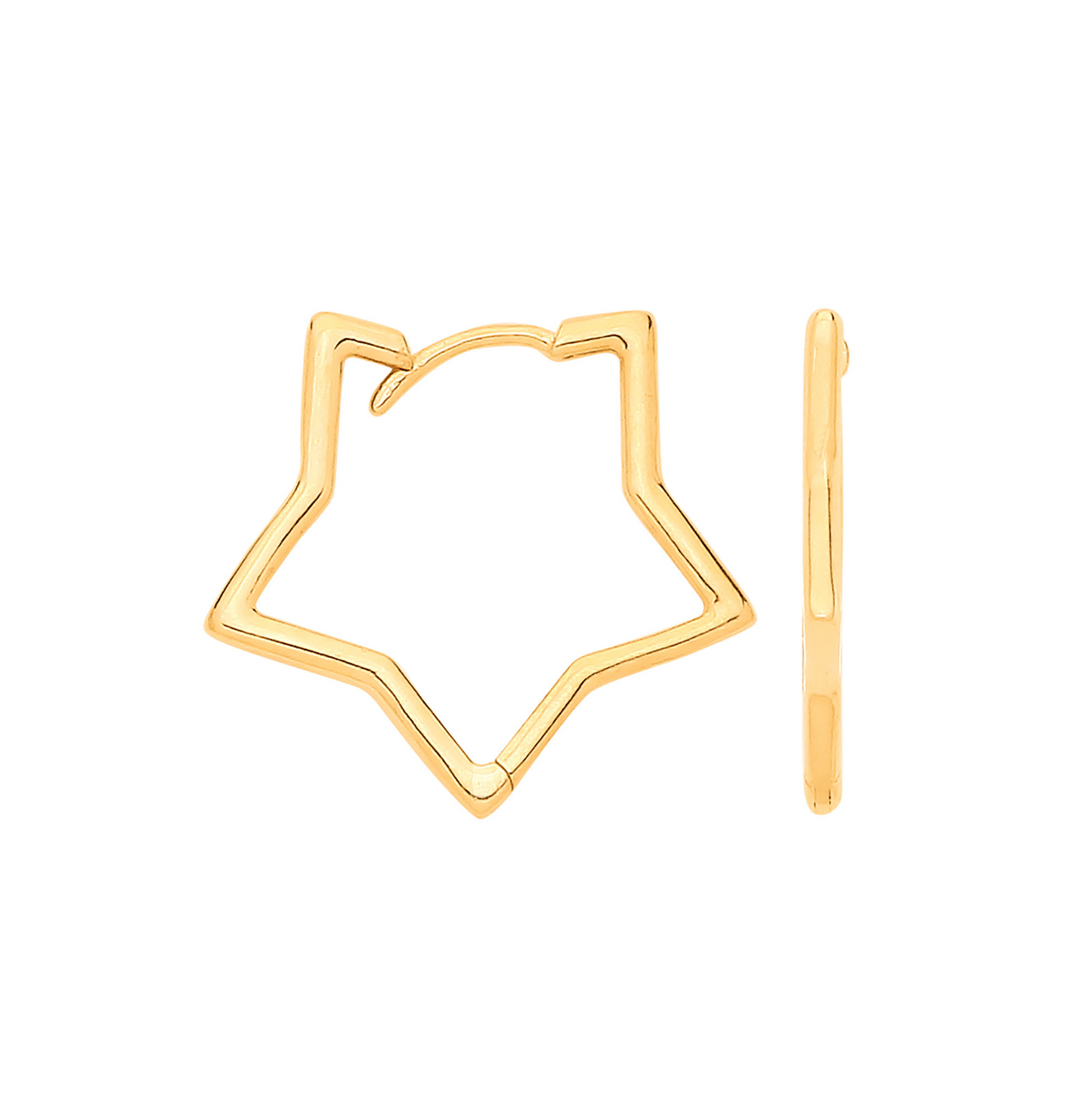 9ct Yellow Gold Small STAR Shaped PLAIN Huggies