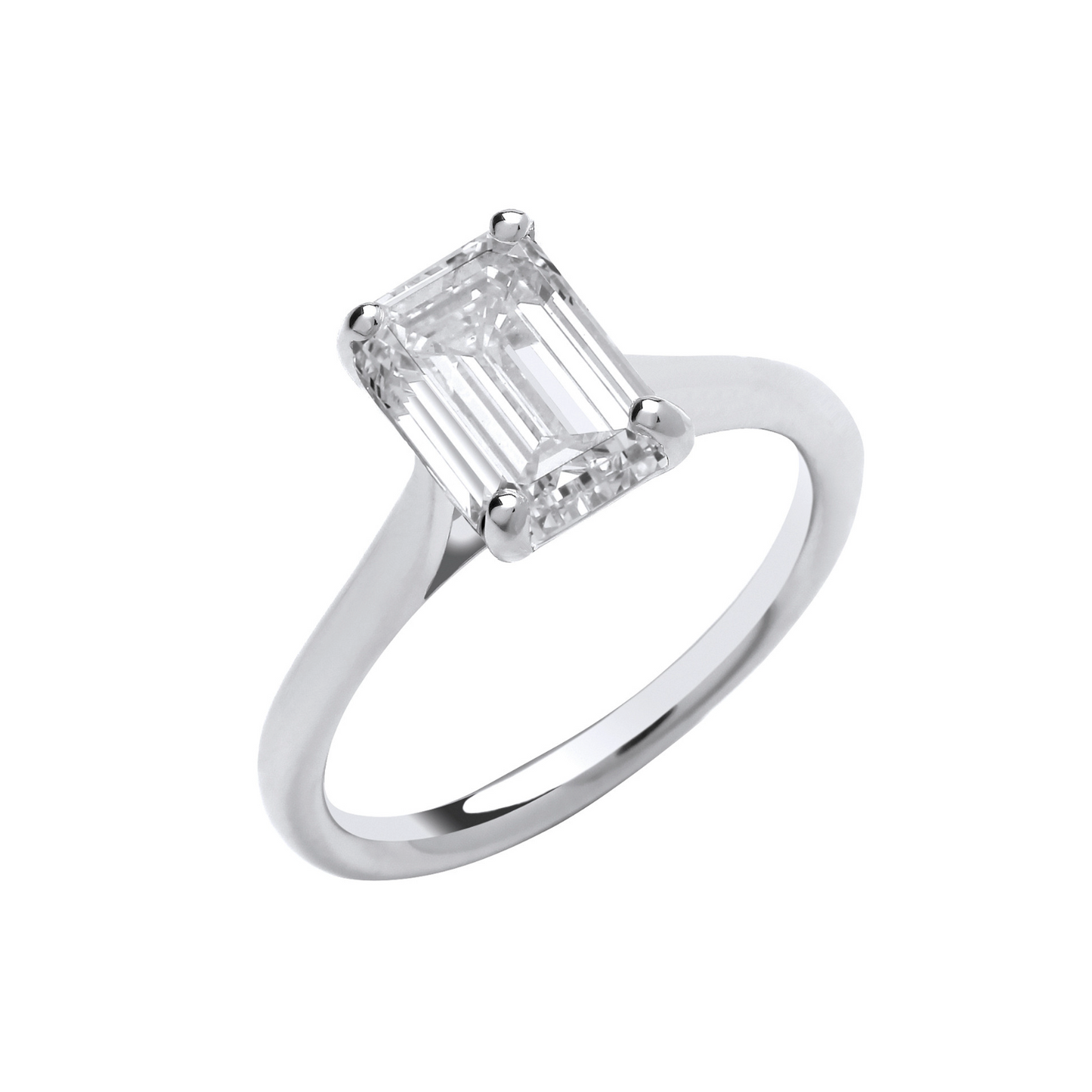 18ct White Gold 2.00ctw Emerald Cut LAB GROWN Diamond Ring IGI Certified