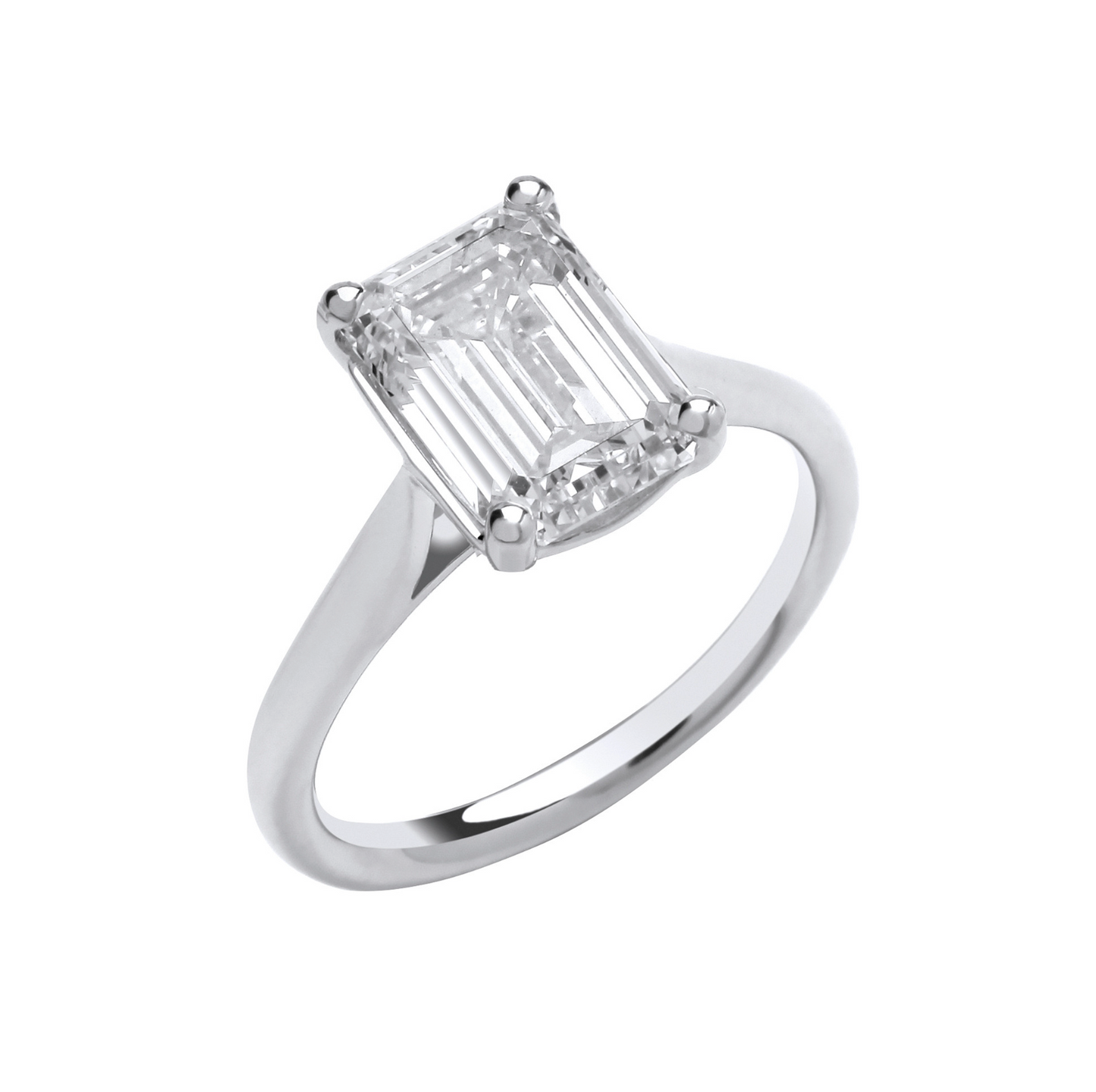 18ct White Gold 3.00ctw Emerald Cut LAB GROWN Diamond Ring IGI Certified