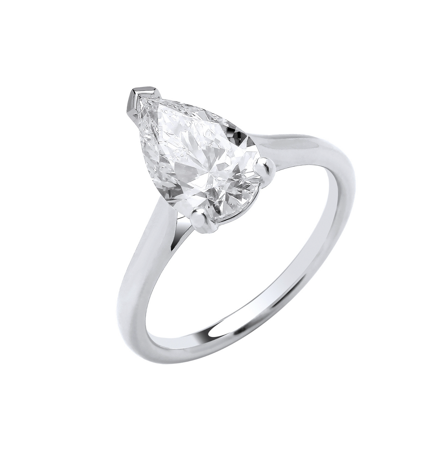 18ct White Gold 2.00ctw Pear Cut LAB GROWN Diamond Ring IGI Certified