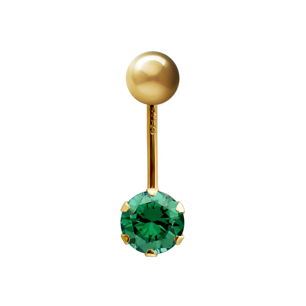 9ct Gold 6mm CZ Solitaire Banana Belly Bar Piercing 10mm