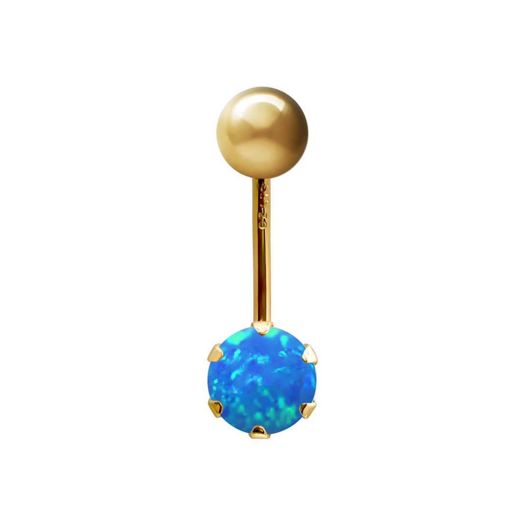 9ct Gold 6mm CZ Solitaire Banana Belly Bar Piercing 10mm