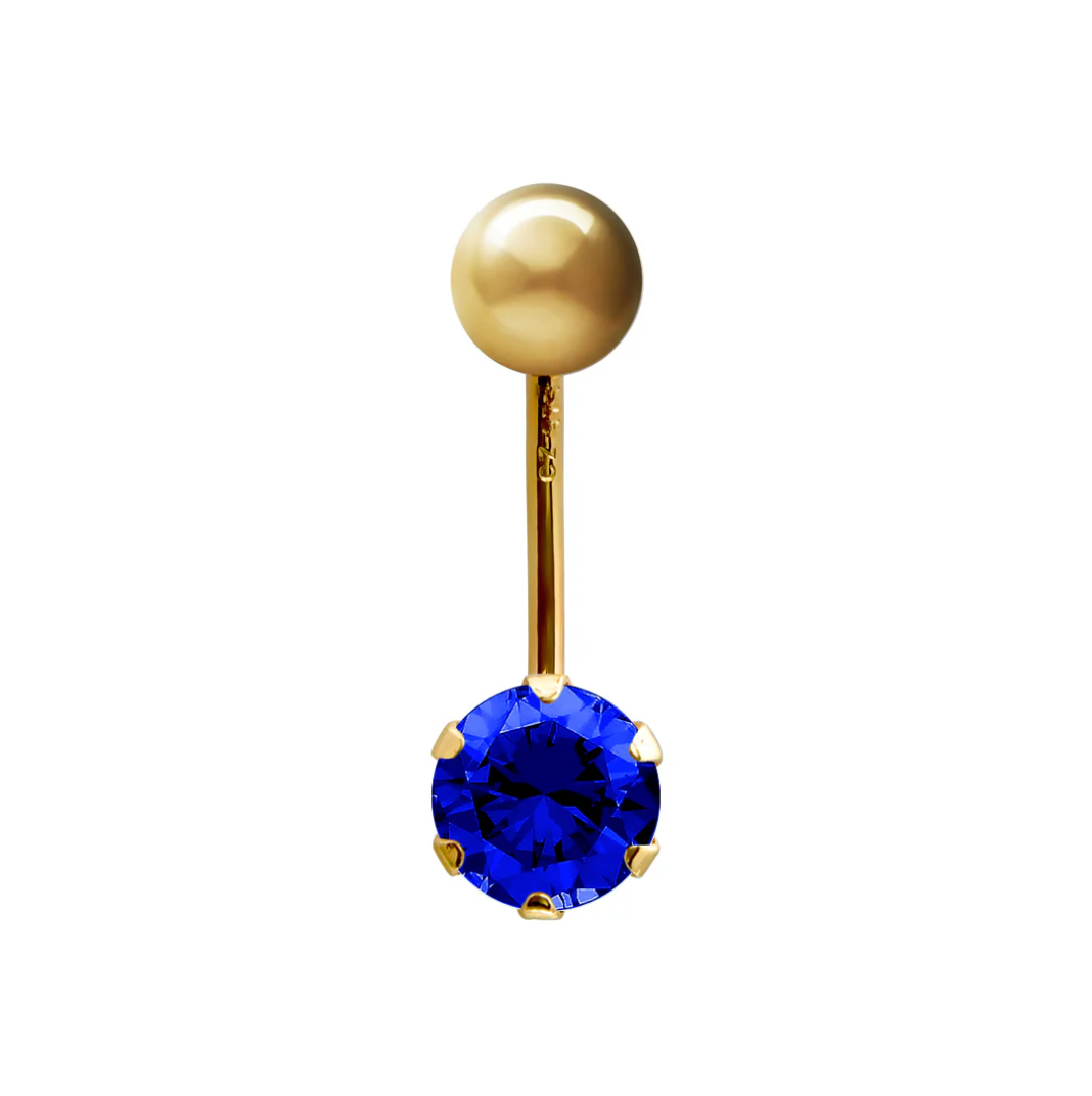 9ct Gold 6mm CZ Solitaire Banana Belly Bar Piercing 10mm