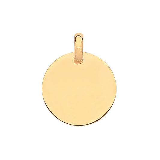 9ct Yellow Gold 19mm Plain Round Disc Pendant