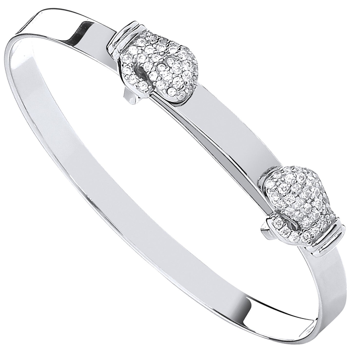 Sterling Silver Boxing Glove Cubic Zirconia Expandable Baby Bangle