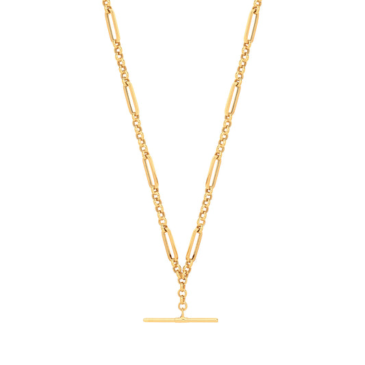9ct Yellow Gold Figaro Belcher T-Bar Convertible Necklace/Bracelet