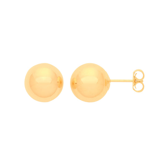 9ct Yellow Gold 10mm Ball Stud Earrings