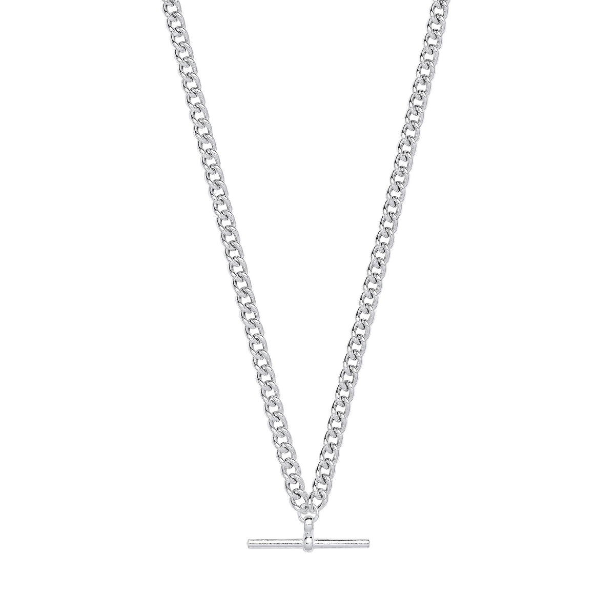 Sterling Silver T-Bar Pendant Curb Chain Convertible Necklace/Bracelet