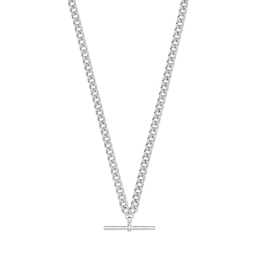 Sterling Silver T-Bar Pendant Curb Chain Convertible Necklace/Bracelet