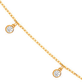 9ct Yellow Gold Charm CZs Diamond by the Yard 17" Necklace 7" Bracelet