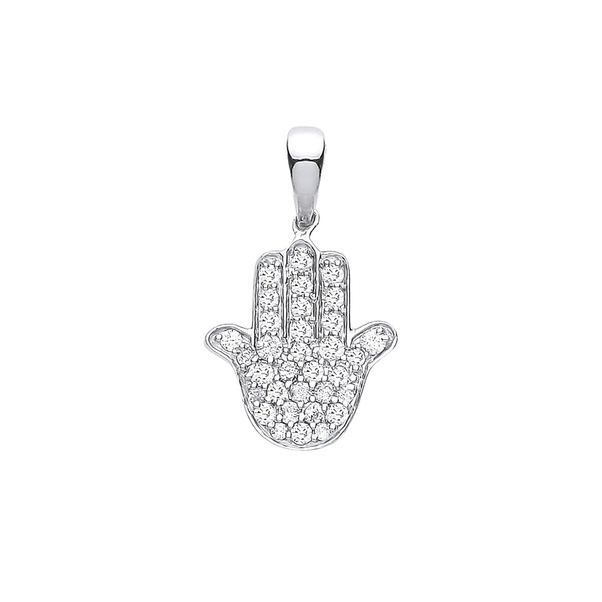 9ct White Gold Diamond Hamsa Pendant (0.18ctw)