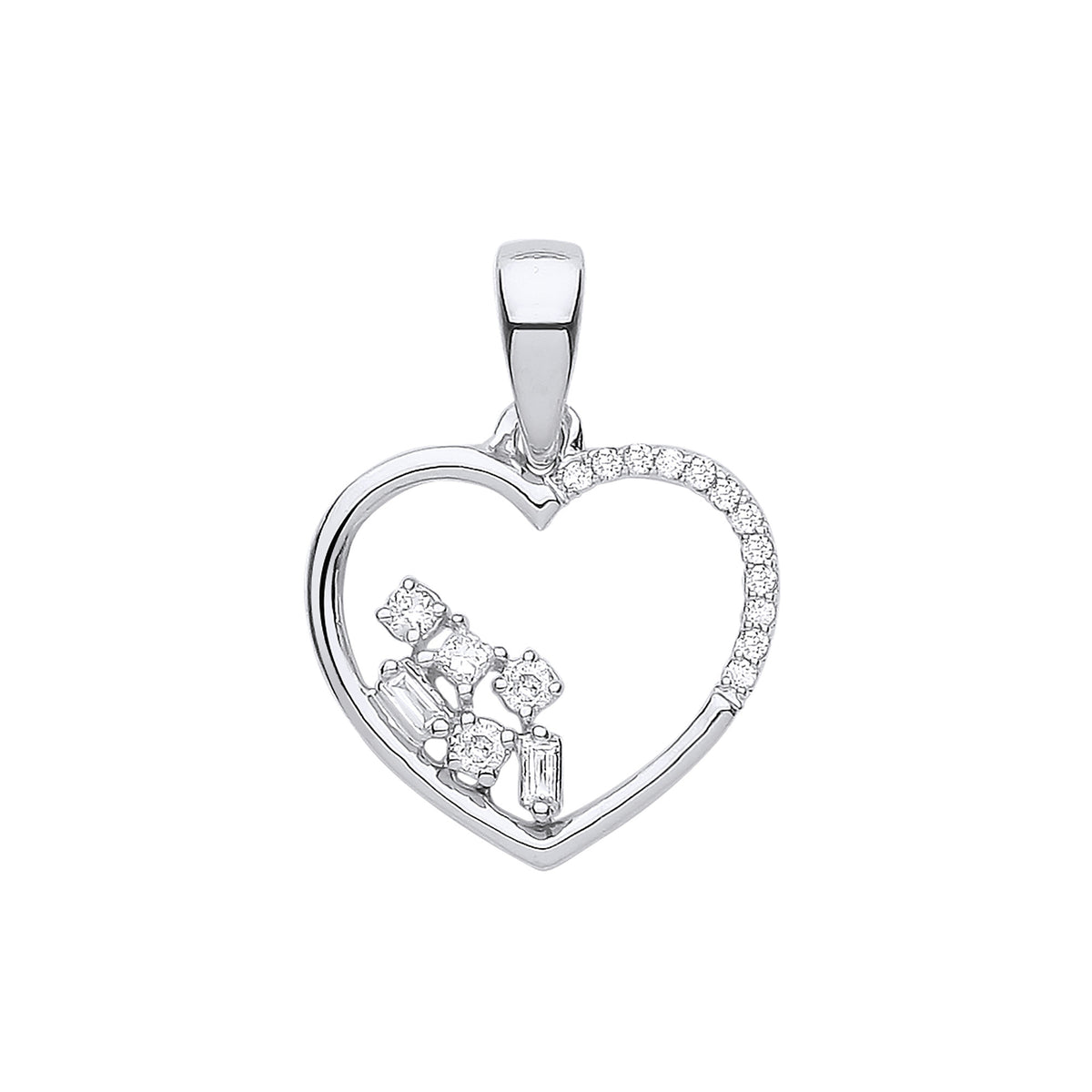 9ct White Gold Diamond Heart Pendant (0.10ctw)