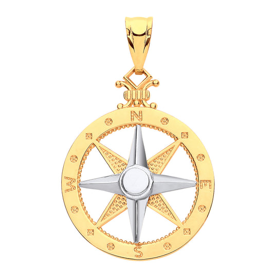 9ct Yellow and White Gold Compass Pendant