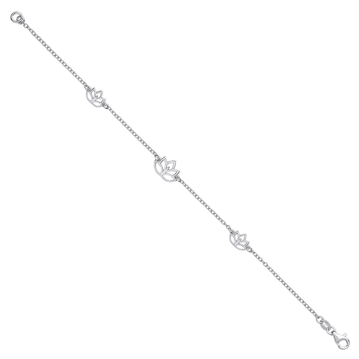 Sterling Silver Lotus Flowers Ladies Bracelet