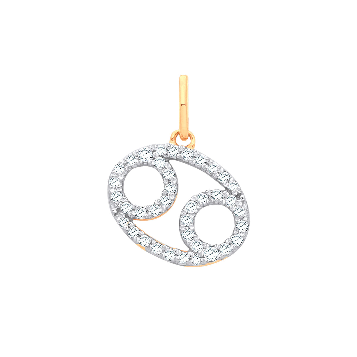 9ct Yellow Gold Cancer Zodiac 0.20ct Diamond Pendant