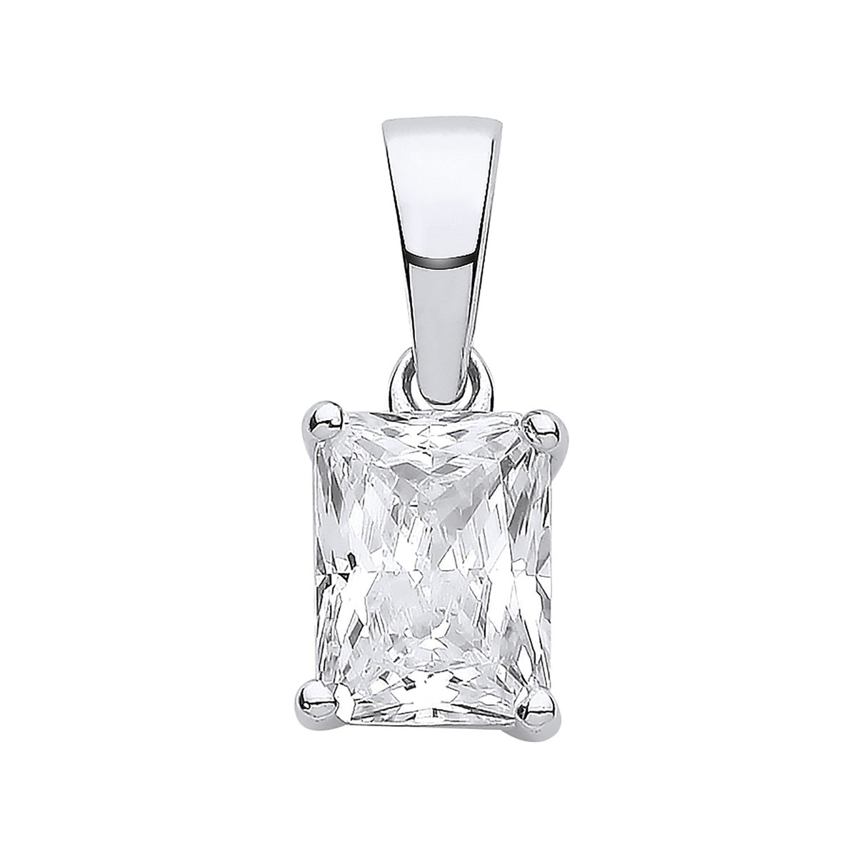 Sterling Silver Clear Cubic Zirconia Emerald-Cut Pendant