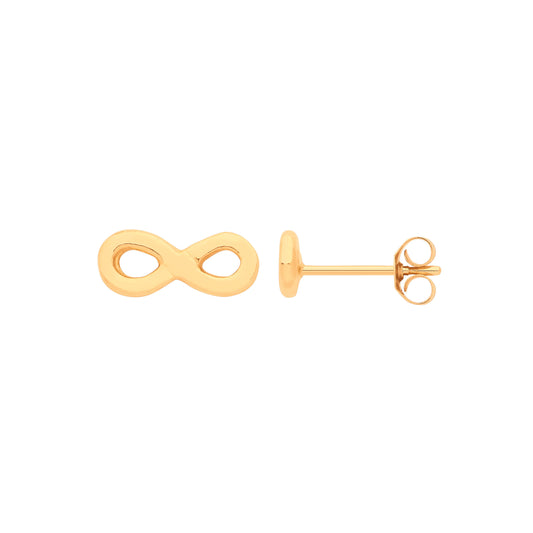 9ct Yellow Gold Infinity Stud Earrings
