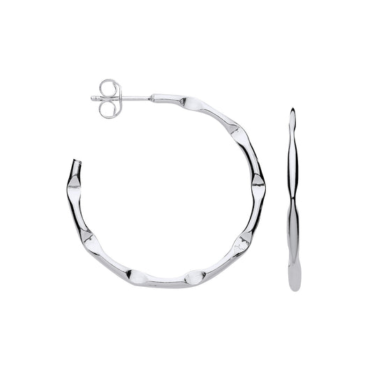Sterling Silver 2.0mm Bamboo Hoop Earrings
