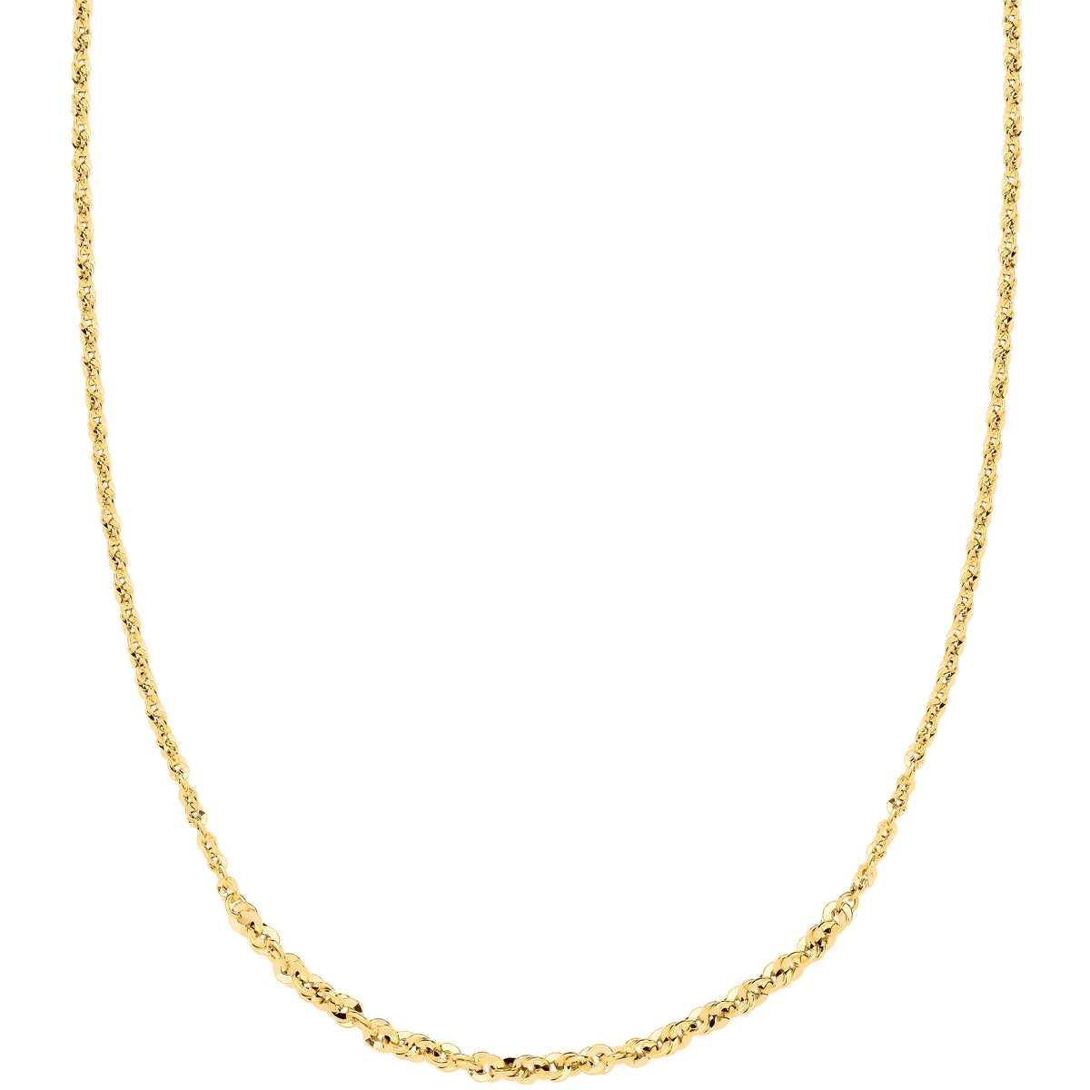 9ct Yellow Gold Graduated Loose Rope 18 Inch Necklace