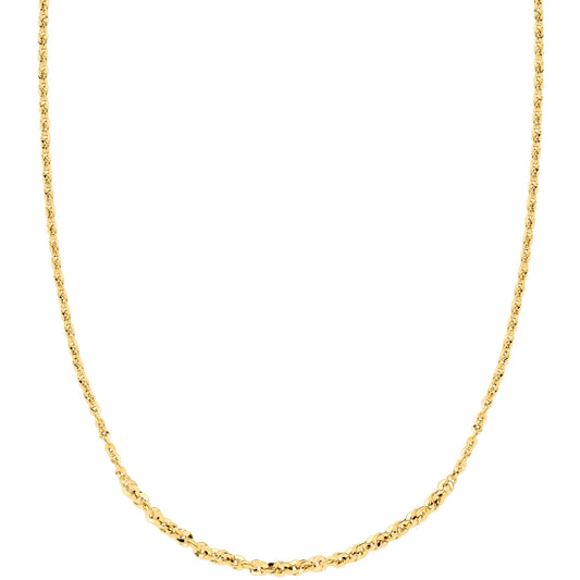 9ct Yellow Gold Graduated Loose Rope 18 Inch Necklace