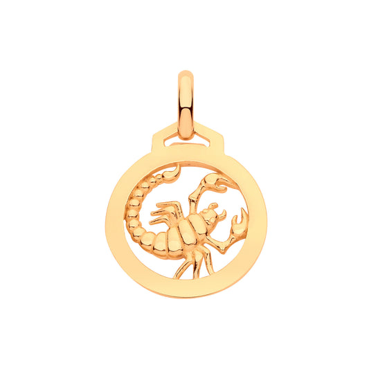 9ct Yellow Gold Round Zodiac Pendant SCORPIO